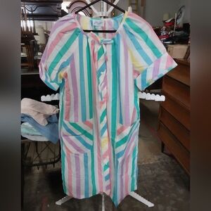 Vtg Leisure Life Colorful Striped Dress